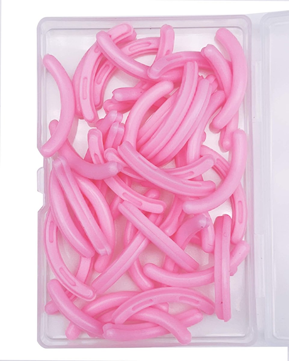 Jeufond 80 Stück Wimpernzange Ersatzpads, Silikon-Gummi Universal Wimpernzange Ersatzteile mit Aufbewahrungsbox (Pink)