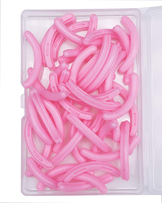 Jeufond 80 Stück Wimpernzange Ersatzpads, Silikon-Gummi Universal Wimpernzange Ersatzteile mit Aufbewahrungsbox (Pink)