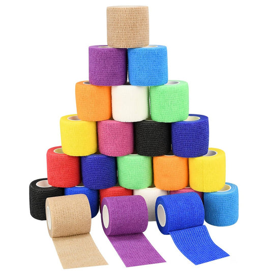 2 Zoll Selbstklebende Bandage-Wraps, 24 Stück, 12 Farben, 5 Yard, für Sport, Handgelenk, Knöchel und Schwellungen