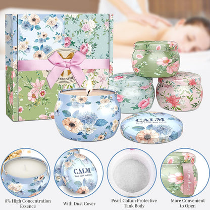 BlissfulOasis Duftkerzen Set, 4er Pack 17,6 oz, 100-120 Stunden Brenndauer, Sojawachs, Aromatherapie Geschenk für Geburtstag, Valentinstag, Muttertag