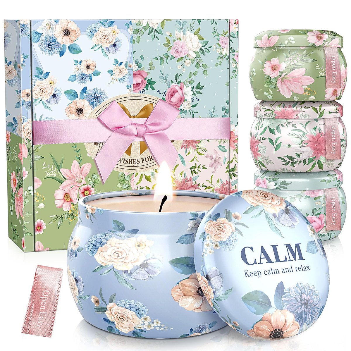 BlissfulOasis Duftkerzen Set, 4er Pack 17,6 oz, 100-120 Stunden Brenndauer, Sojawachs, Aromatherapie Geschenk für Geburtstag, Valentinstag, Muttertag