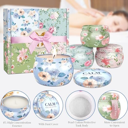 BlissfulOasis Duftkerzen Set, 4er Pack 17,6 oz, 100-120 Stunden Brenndauer, Sojawachs, Aromatherapie Geschenk für Geburtstag, Valentinstag, Muttertag