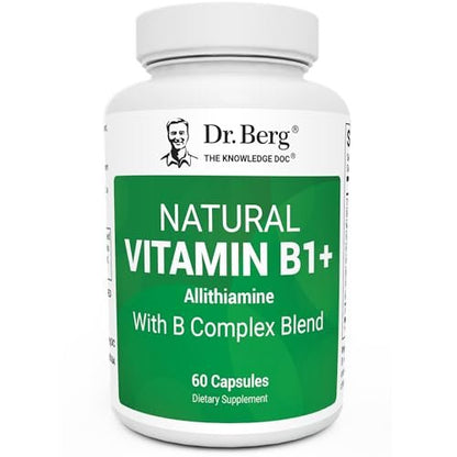 Dr. Berg Naturals Vitamin B1 B6 B12 Komplex – Allithiamin und 8 essentielle B-Vitamine für Männer und Frauen, inkl. Thiamin, Niacin, Folsäure, Magnesium & mehr – 60 Kapseln