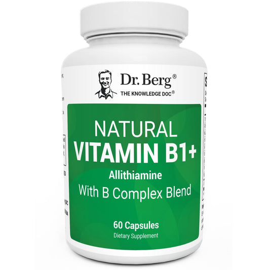 Dr. Berg Naturals Vitamin B1 B6 B12 Komplex – Allithiamin und 8 essentielle B-Vitamine für Männer und Frauen, inkl. Thiamin, Niacin, Folsäure, Magnesium & mehr – 60 Kapseln