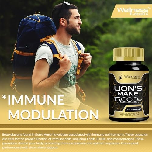 Löwenmähne Pilz Kapseln - 120 Stück - Gedächtnis & Fokus Unterstützung, Immunsystem Booster - 2er Pack