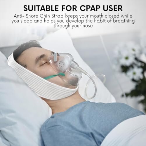 Bistras Super Deluxe Weißes Kinnband für CPAP-Benutzer - Gegen Mundtrockenheit und Schnarchen - Hält den Mund während des Schlafs geschlossen (1 Stück)