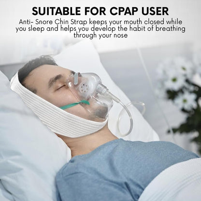 Bistras Super Deluxe Weißes Kinnband für CPAP-Benutzer - Gegen Mundtrockenheit und Schnarchen - Hält den Mund während des Schlafs geschlossen (1 Stück)