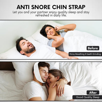 Bistras Super Deluxe Weißes Kinnband für CPAP-Benutzer - Gegen Mundtrockenheit und Schnarchen - Hält den Mund während des Schlafs geschlossen (1 Stück)