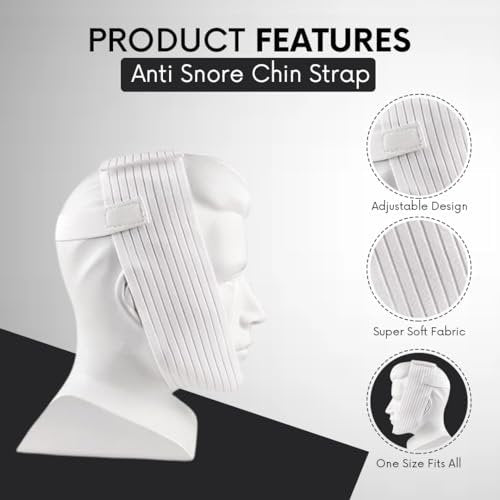 Bistras Super Deluxe Weißes Kinnband für CPAP-Benutzer - Gegen Mundtrockenheit und Schnarchen - Hält den Mund während des Schlafs geschlossen (1 Stück)