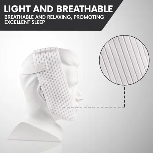 Bistras Super Deluxe Weißes Kinnband für CPAP-Benutzer - Gegen Mundtrockenheit und Schnarchen - Hält den Mund während des Schlafs geschlossen (1 Stück)