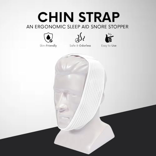 Bistras Super Deluxe Weißes Kinnband für CPAP-Benutzer - Gegen Mundtrockenheit und Schnarchen - Hält den Mund während des Schlafs geschlossen (1 Stück)