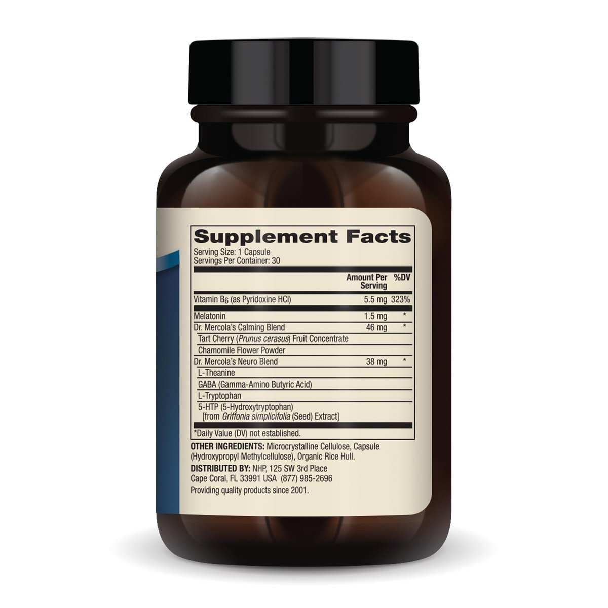 Dr. Mercola Schlafunterstützung mit Melatonin - Fördert erholsamen Schlaf & Entspannung - Melatonin mit L-Theanin, 5-HTP, GABA - 30 Kapseln - 1,5 mg