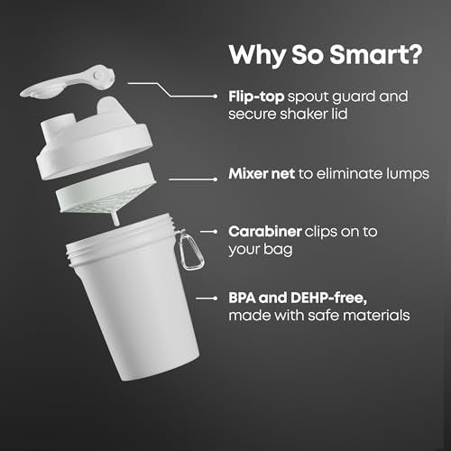 Smartshake Lite 4er-Pack Protein-Shakerflasche 400 ml – Auslaufsicherer Schraubdeckel – BPA-frei – Unisex – Nebelgrau, Armeegrün, Schwarz, Marineblau