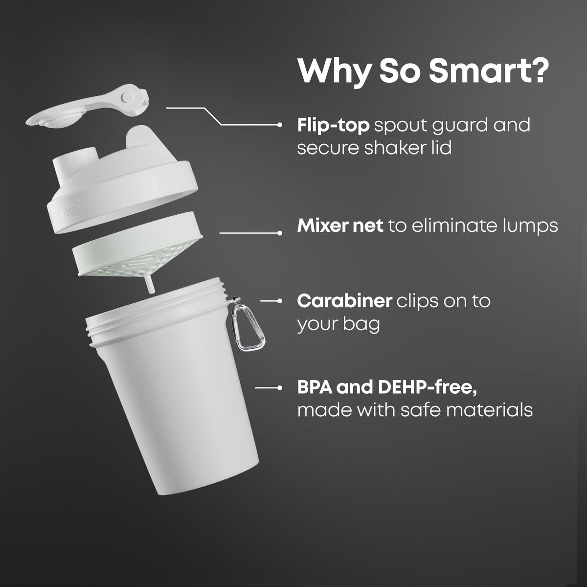 Smartshake Lite 4er-Pack Protein-Shakerflasche 400 ml – Auslaufsicherer Schraubdeckel – BPA-frei – Unisex – Nebelgrau, Armeegrün, Schwarz, Marineblau