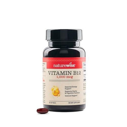 NatureWise Vitamin B12 1000 mcg – Nahrungsergänzungsmittel zur Unterstützung des Energiestoffwechsels, geistiger Klarheit und Gesundheit des Nervensystems – Leicht zu schlucken, soja- & glutenfrei, nicht-GVO – 60 Softgels (60-Tage-Vorrat)