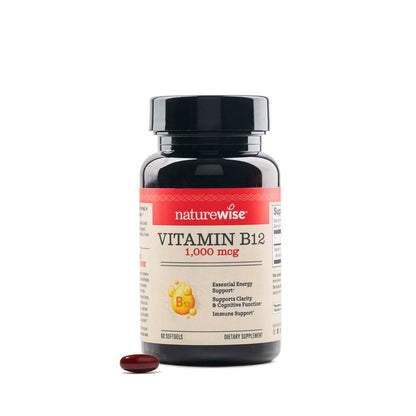 NatureWise Vitamin B12 1000 mcg – Nahrungsergänzungsmittel zur Unterstützung des Energiestoffwechsels, geistiger Klarheit und Gesundheit des Nervensystems – Leicht zu schlucken, soja- & glutenfrei, nicht-GVO – 60 Softgels (60-Tage-Vorrat)