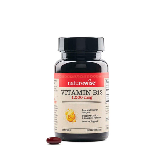 NatureWise Vitamin B12 1000 mcg – Nahrungsergänzungsmittel zur Unterstützung des Energiestoffwechsels, geistiger Klarheit und Gesundheit des Nervensystems – Leicht zu schlucken, soja- & glutenfrei, nicht-GVO – 60 Softgels (60-Tage-Vorrat)