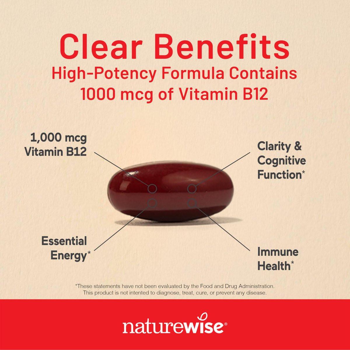 NatureWise Vitamin B12 1000 mcg – Nahrungsergänzungsmittel zur Unterstützung des Energiestoffwechsels, geistiger Klarheit und Gesundheit des Nervensystems – Leicht zu schlucken, soja- & glutenfrei, nicht-GVO – 60 Softgels (60-Tage-Vorrat)