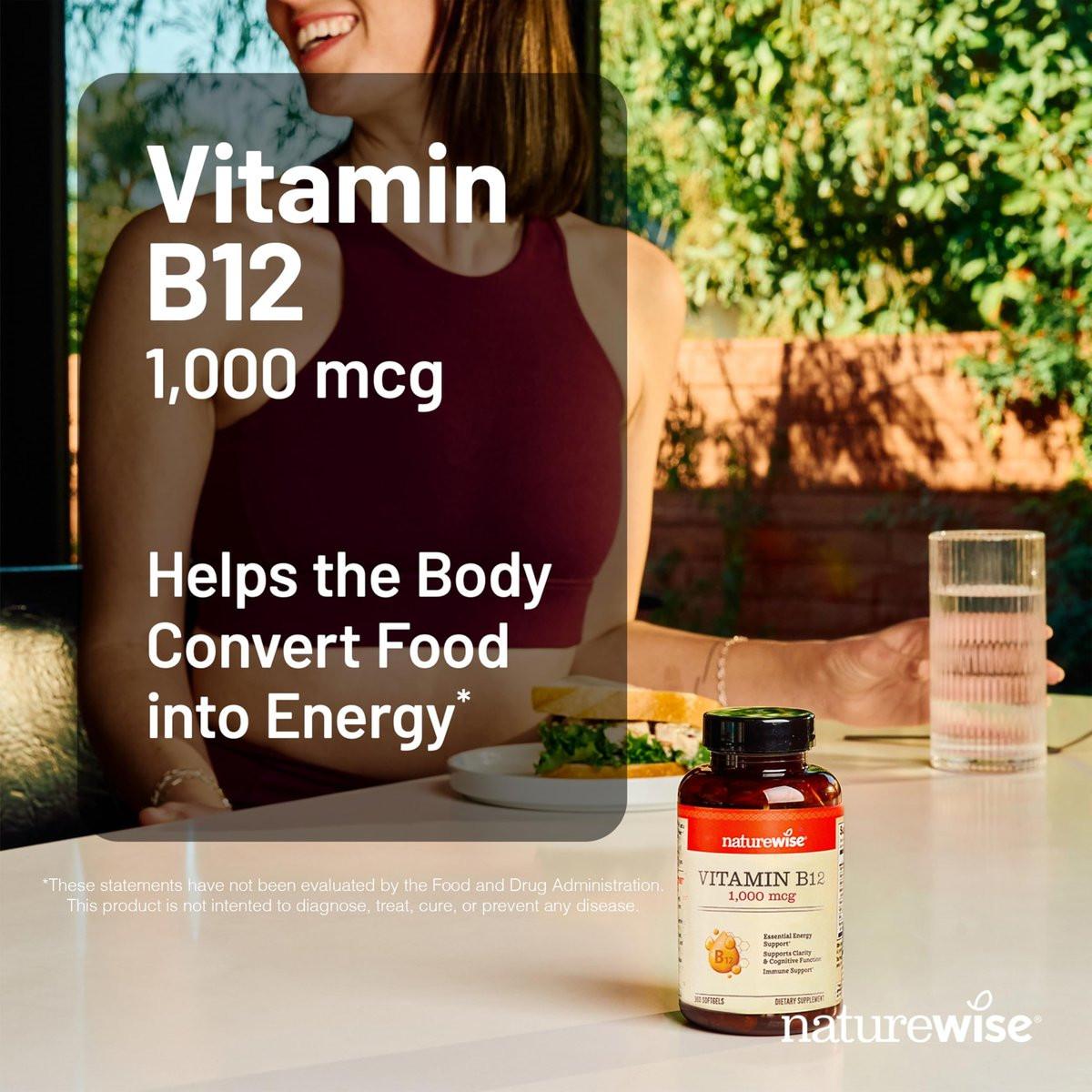 NatureWise Vitamin B12 1000 mcg – Nahrungsergänzungsmittel zur Unterstützung des Energiestoffwechsels, geistiger Klarheit und Gesundheit des Nervensystems – Leicht zu schlucken, soja- & glutenfrei, nicht-GVO – 60 Softgels (60-Tage-Vorrat)
