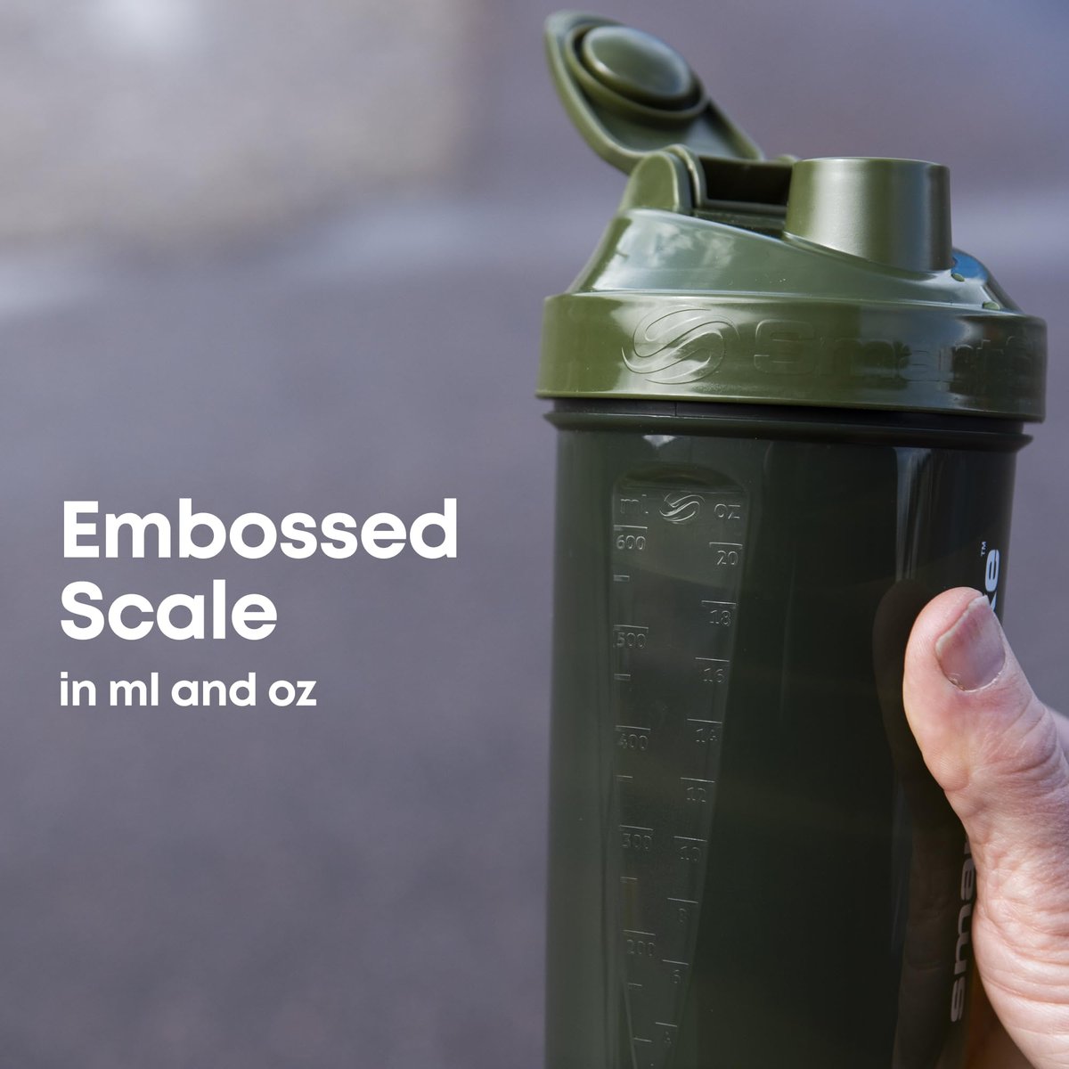 Smartshake O2GO ONE 4er-Pack Protein Shaker Flasche 800 ml | 27 oz – Auslaufsicherer Schraubdeckel – BPA-frei – Unisex – Nebelgrau, Armeegrün, Schwarz, Marineblau
