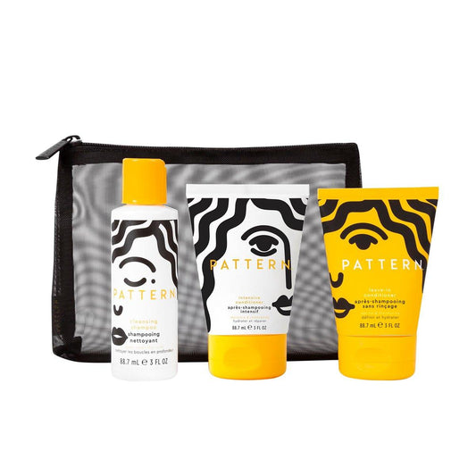 PATTERN Beauty Texture Travel Kit für lockiges & krauses Haar 3a-4c – Leave-In Conditioner, Intensivkur & Reinigungsshampoo (2,25 oz x 4)