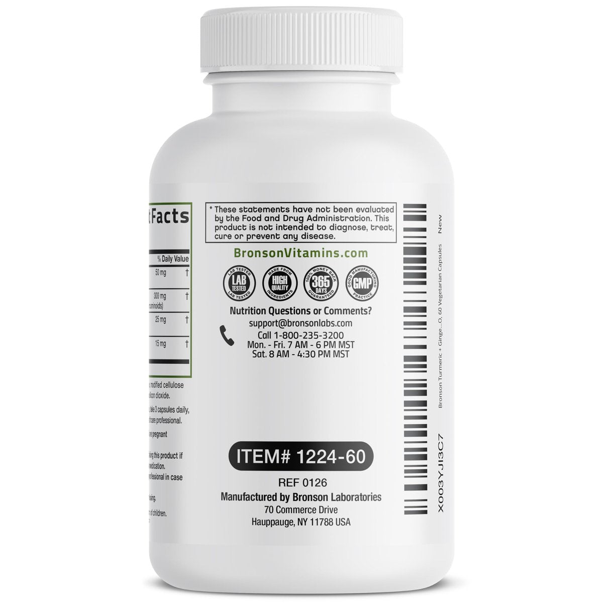 Bronson Kurkuma + Ingwer Extra Stärke Gelenk- und Verdauungsunterstützung mit BioPerin, Non-GMO, 60 Kapseln