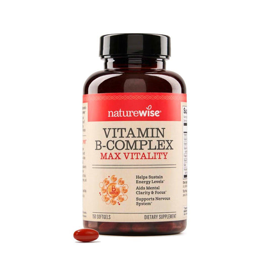 NatureWise Vitamin B Komplex für Frauen und Männer – mit Folsäure, Biotin, B1, B2, B3, B6, B12 – Unterstützt Zellenergie & geistige Klarheit – Gluten- & laktosefrei, nicht-GVO – 150 Softgels (5-Monatsvorrat)