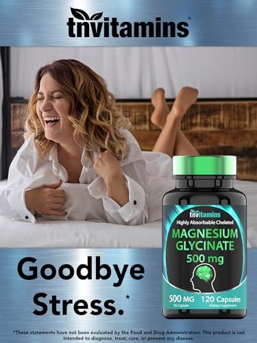 Magnesiumglycinat 500 mg pro Kapsel – 120 Kapseln | 4 Monate Vorrat! | Reines cheliertes Magnesium für Schlaf, Ruhe, Nerven, Gelenke & Knochen | Nicht-GMO