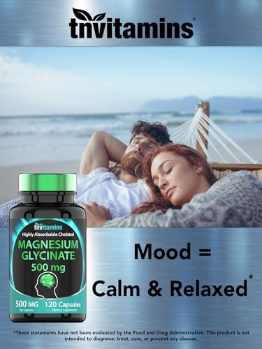 Magnesiumglycinat 500 mg pro Kapsel – 120 Kapseln | 4 Monate Vorrat! | Reines cheliertes Magnesium für Schlaf, Ruhe, Nerven, Gelenke & Knochen | Nicht-GMO
