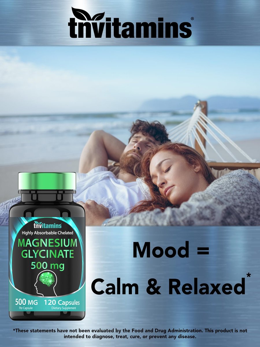 Magnesiumglycinat 500 mg pro Kapsel – 120 Kapseln | 4 Monate Vorrat! | Reines cheliertes Magnesium für Schlaf, Ruhe, Nerven, Gelenke & Knochen | Nicht-GMO