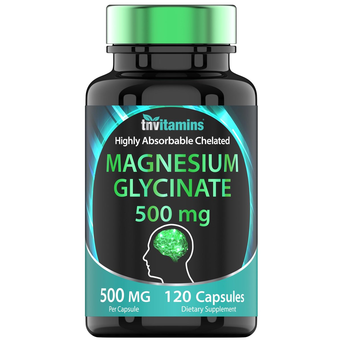 Magnesiumglycinat 500 mg pro Kapsel – 120 Kapseln | 4 Monate Vorrat! | Reines cheliertes Magnesium für Schlaf, Ruhe, Nerven, Gelenke & Knochen | Nicht-GMO