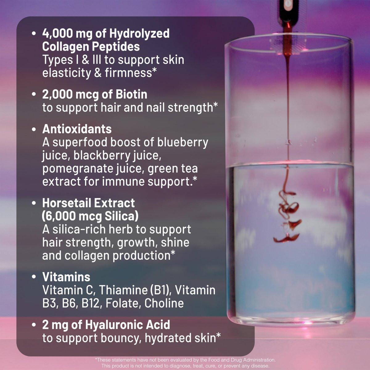 NatureWise Hydrolysiertes flüssiges Kollagen für Frauen & Männer 4000 mg – Hohe Absorption, Typ 1 & 3 Peptide mit Biotin + Vitamin C + Vitamin B-Komplex & Hyaluronsäure – Mischbeere – 10 Trinkfläschchen (10-Tage-Vorrat)