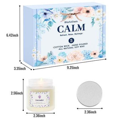 BlissfulOasis Duftkerzen Set – 5er Pack Langbrennende Kerzen für Zuhause, Natürliche Inhaltsstoffe, Geschenkidee für Frauen zu Geburtstag und Valentinstag