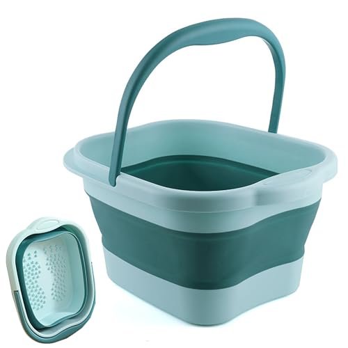 Leemeimei Fußbad 15L (4 GL) Zusammenklappbarer Fußsoak-Eimer mit Griff, Fußspa-Bademassagegerät für trockene, rissige Füße, Plastik-Fußeimer
