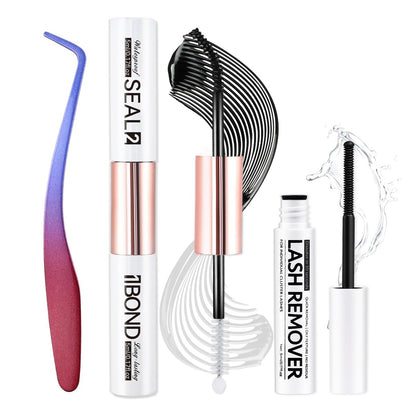 Miuffue 3-teiliges Wimpern-Set: Bond, Seal, Pinzette und Entferner – DIY Wimpernkleber und Applikator-Werkzeug für Cluster-Wimpern, schnelle Entfernung ohne Rückstände