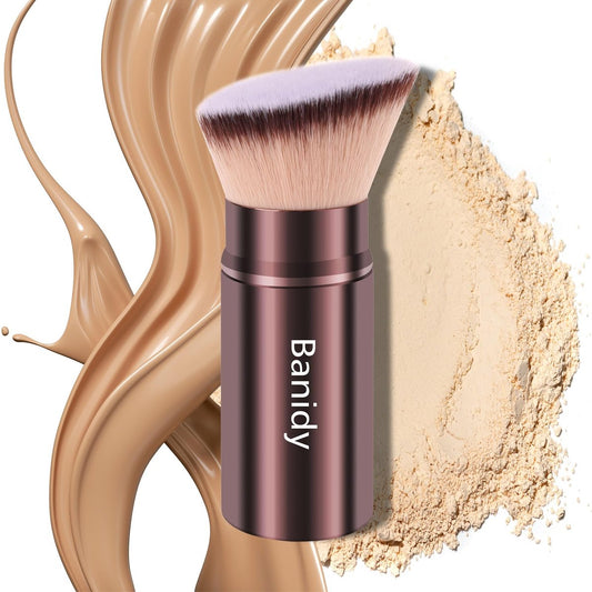 Kabuki-Pinsel Reise Make-up-Pinsel – Flawless Foundation, Puder, Rouge, Bronzer – Vegan & Cruelty-Free – mit Schutzhülle (Braun)