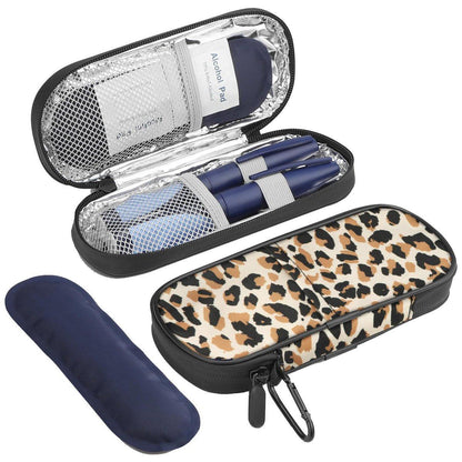 Gelozid Insulin Kühltasche für Diabetiker – Isolierte Medikamenten-Organizer-Tasche mit 2 wiederverwendbaren Kühlakkus für Insulin-Pens und Zubehör, für Alltag und Reisen, Leopardenmuster