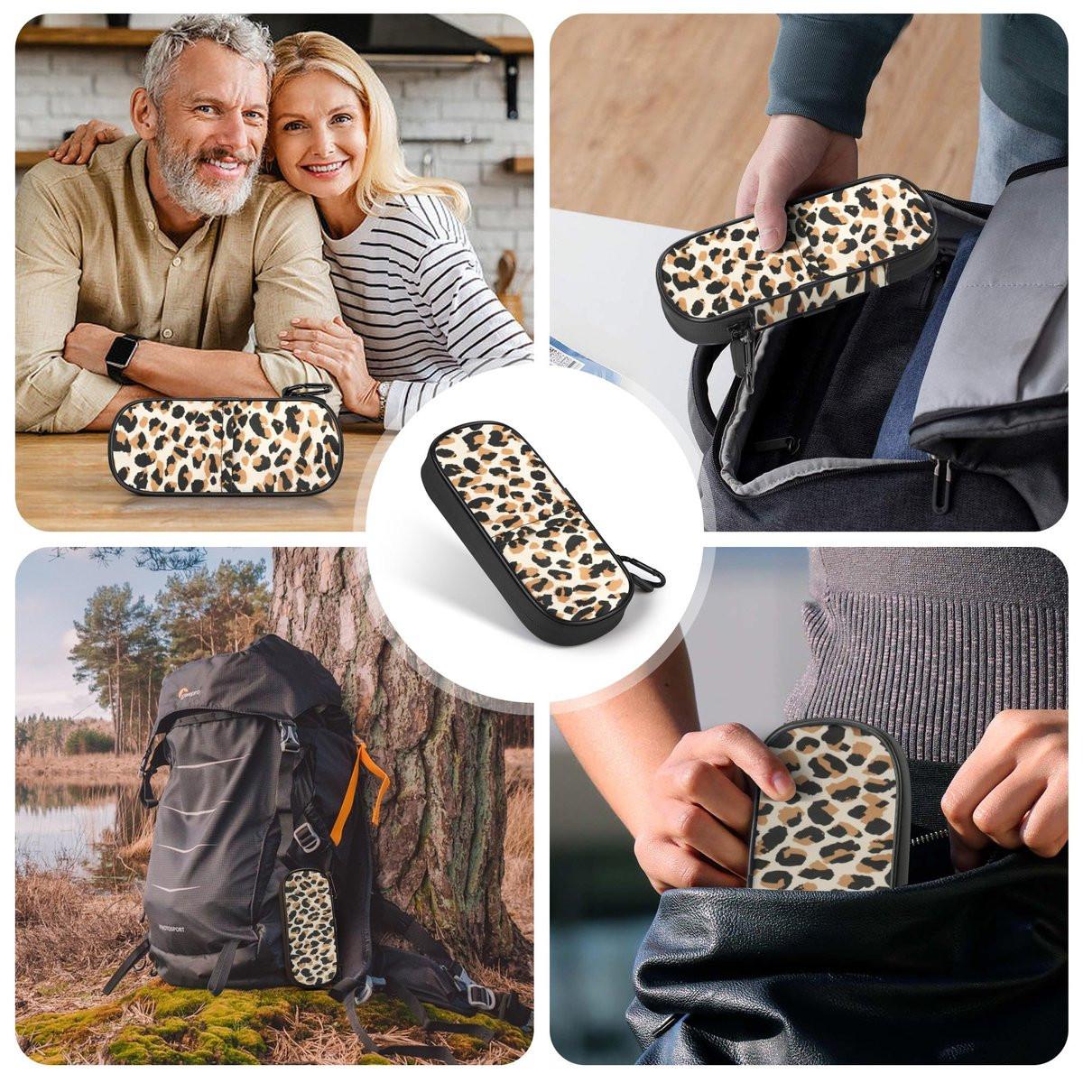 Gelozid Insulin Kühltasche für Diabetiker – Isolierte Medikamenten-Organizer-Tasche mit 2 wiederverwendbaren Kühlakkus für Insulin-Pens und Zubehör, für Alltag und Reisen, Leopardenmuster