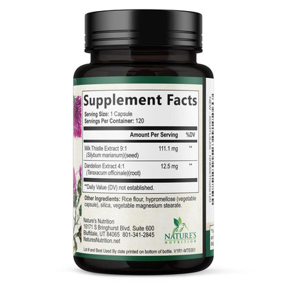 Mariendistel Extrakt - Leberreinigung Entgiftung & Reparatur Formel - Natürliche Mariendistel mit Silymarin Marianum & Löwenzahn Extrakt - Pflanzliches Lebergesundheitspräparat - Hergestellt in den USA - 120 Kapseln