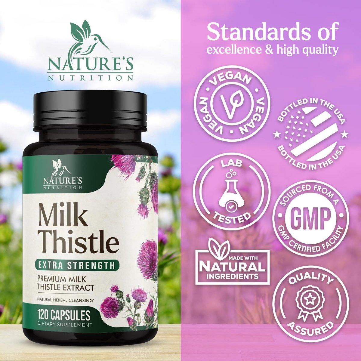 Mariendistel Extrakt - Leberreinigung Entgiftung & Reparatur Formel - Natürliche Mariendistel mit Silymarin Marianum & Löwenzahn Extrakt - Pflanzliches Lebergesundheitspräparat - Hergestellt in den USA - 120 Kapseln