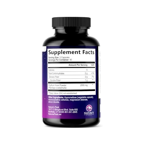 Psylliumschalen-Pulver 2000 mg pro Portion – Löslicher Ballaststoff für tägliche Verdauungsgesundheit & Regelmäßigkeit, natürliches Psyllium-Pulver in Kapseln, veganes Präbiotikum, Non-GMO & glutenfrei – 120 Kapseln
