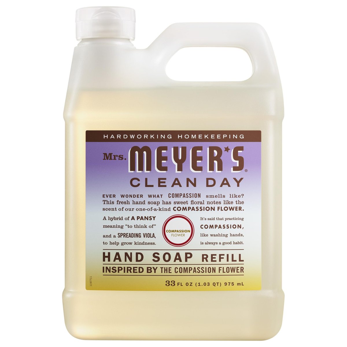 MRS. MEYER'S CLEAN DAY Handseife Nachfüllpackung, Compassion Flower Duft, 33 Fl Oz Flasche