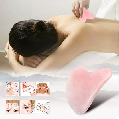 YAMHOHO Gua Sha Jade Stein Massagewerkzeug – Rosa Guasha Tool für Gesichts- und Körperhautmassage, SPA Akupunktur, Geschenk für Frauen