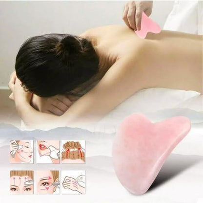 YAMHOHO Gua Sha Jade Stein Massagewerkzeug – Rosa Guasha Tool für Gesichts- und Körperhautmassage, SPA Akupunktur, Geschenk für Frauen