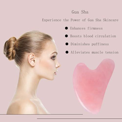 YAMHOHO Gua Sha Jade Stein Massagewerkzeug – Rosa Guasha Tool für Gesichts- und Körperhautmassage, SPA Akupunktur, Geschenk für Frauen