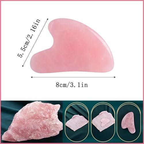 YAMHOHO Gua Sha Jade Stein Massagewerkzeug – Rosa Guasha Tool für Gesichts- und Körperhautmassage, SPA Akupunktur, Geschenk für Frauen