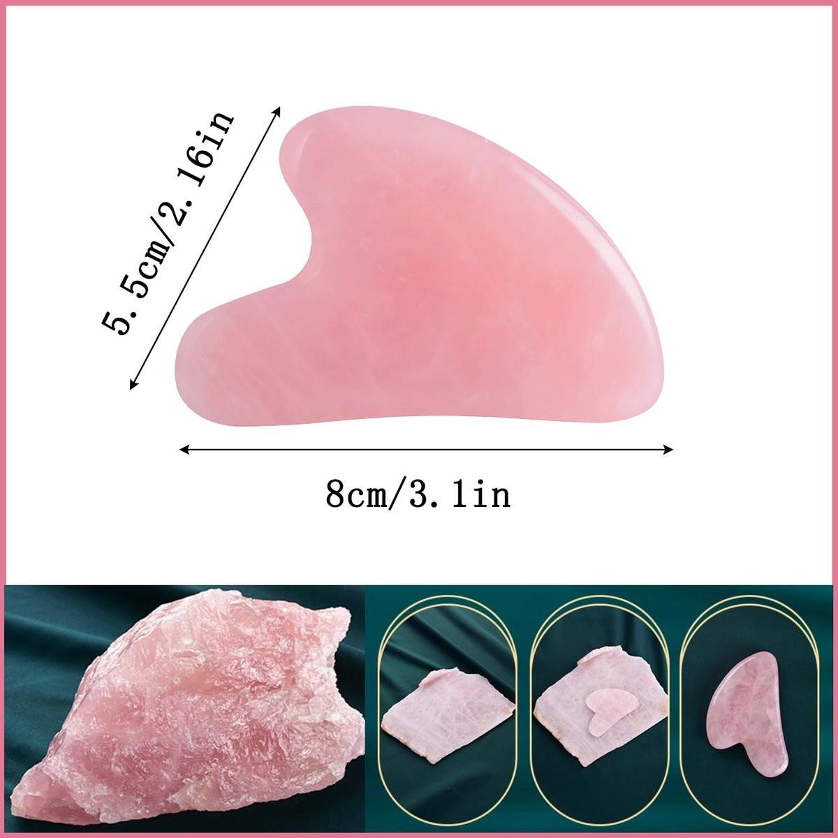 YAMHOHO Gua Sha Jade Stein Massagewerkzeug – Rosa Guasha Tool für Gesichts- und Körperhautmassage, SPA Akupunktur, Geschenk für Frauen