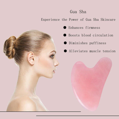 YAMHOHO Gua Sha Jade Stein Massagewerkzeug – Rosa Guasha Tool für Gesichts- und Körperhautmassage, SPA Akupunktur, Geschenk für Frauen