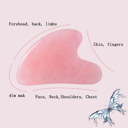 YAMHOHO Gua Sha Jade Stein Massagewerkzeug – Rosa Guasha Tool für Gesichts- und Körperhautmassage, SPA Akupunktur, Geschenk für Frauen