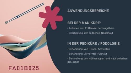 STALEKS PRO Expert Diamant-Nagelbohrer (Kugel, Blau, 2,5 mm) – Mittlere Körnung 120, Multifunktions-Bit für Maniküre & Pediküre, Entfernung von Pterygium und Nagelhaut